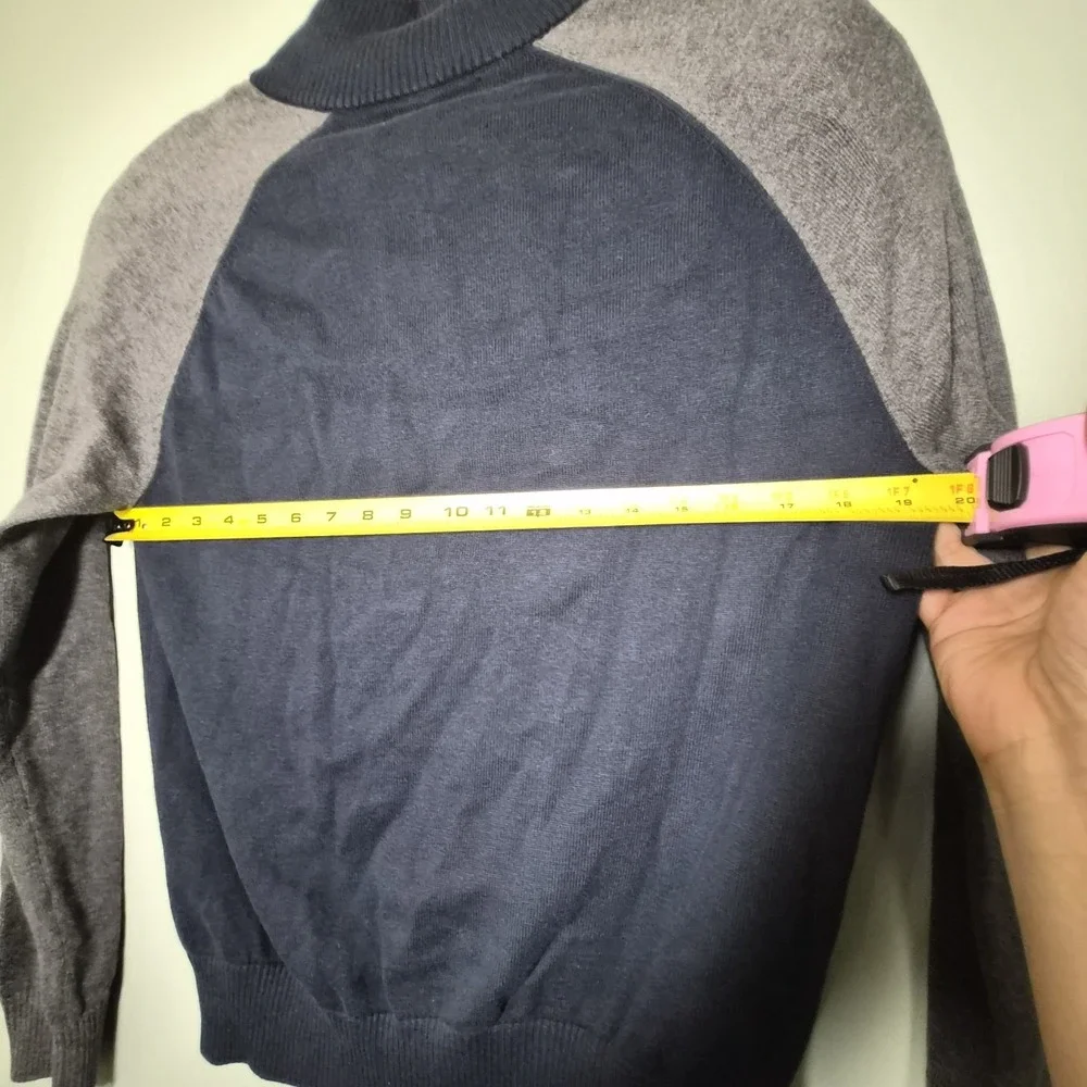 BANANA REPUBLIC Gray Heather Blue Cotton Baseball Sweater‎ Jacket Size M